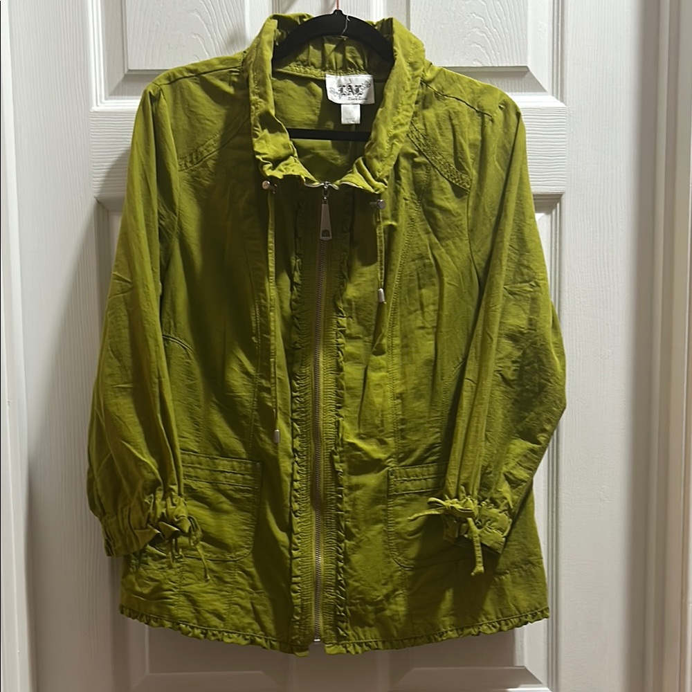 Live a Little Green Utility Jacket with Collared Neckline